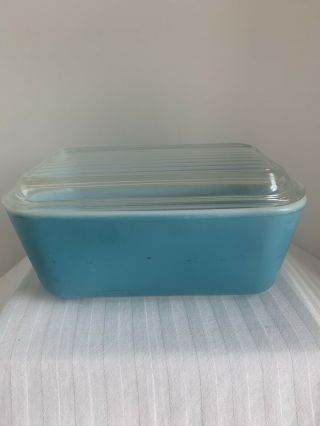 Vintage Pyrex Blue Covered Refrigerator Dish 502 - B W/ 502 - C Lid