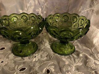 Le Smith Green Glass Moon And Stars Candlestick Holders (set Of 2)