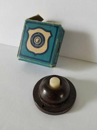 Vintage Brown Bakelite Push Button Door Bell Buzzer By Eagle Usa Nos 165