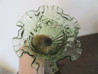 Fenton Glass Colonial Green Glass Cabbage Roses - Pedestal Candy Dish - Tall Com 3