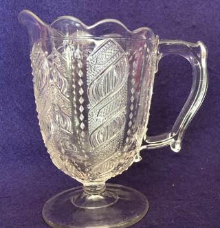 Eapg Antique Pattern Glass Colossus Creamer Lacy Spiral Bryce Walker