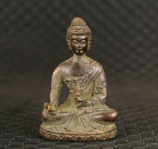 Chinese Old Bronze Hand Cast Buddha Statue Figure Collectable Ornament