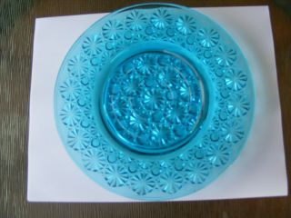 Vintage Royal Blue L.  E.  Smith Daisy & Button 8 3/8” Underplate For Crimped Bowl