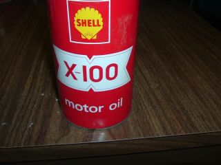 Antique Shell X 100 Motor Oil Can In Good 1 Quart