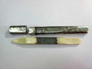 Antique Hallmarked Silver Bodkin,  Needle Case,  Pencil Holder C1920