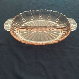 Anchor Hocking Pink Depression Glass Oyster And Pearl Divided Relish Tray