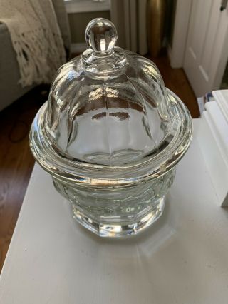 Vintage Indiana Glass Apothecary Candy Jar With Dome Lid