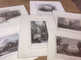 Antique Prints S Wales X 6 Mounted And Hand Coloured.  Swansea.  Neath Margam Etc