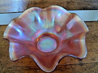 Vintage Iridescent Marigold Carnival Glass Candy Dish/bowl Unknown Maker