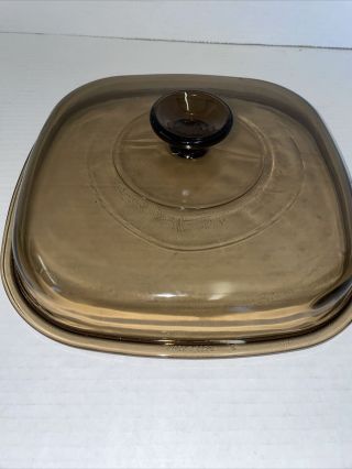 Vtg Pyrex Square A12c Amber Brown Glass Corning Ware 10” Lid