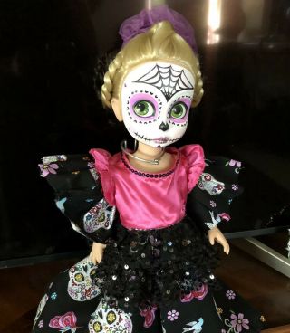 Disney Animators Doll Dia De Los Muertos Day Dead Hand Painted Ooak Dress Custom