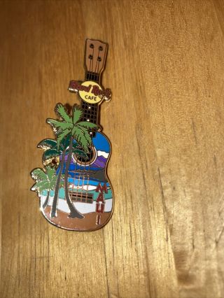 Hard Rock Cafe Maui Beach & Palm Trees Guitar Pin