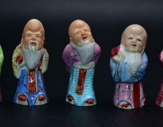Set of 7 Antique Chinese Famille Rose Miniature Figures of Shou Lao God 2