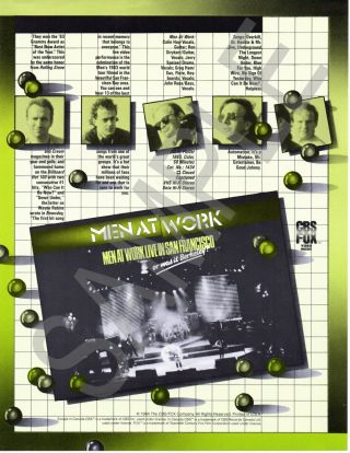 Men At Work Live In San Francisco Video Release One Sheet Promo Ad 2 Sided