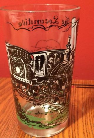 Vintage THE LOCOMOTIVE Glass Tumbler Railroad Motif 2