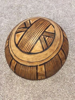Ethnographic Primitive Hand Carved Large Wooden Dough (?) Bowl 2