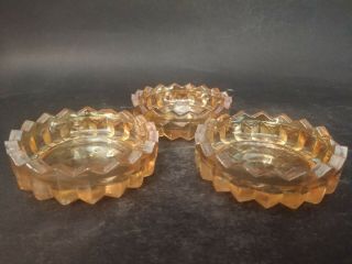 3 Vintage Carnival Glass Marigold Ashtrays