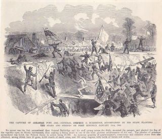 Orig Antique Civil War Print - Battle Of Arkansas Post - 1863 Fort Hindman