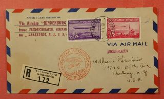 1936 Liechtenstein Hindenburg Zeppelin Flight Triesenberg Registered To Usa