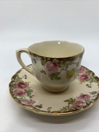 Antique Royal Dalton English Rose Tea Cup And Saucer D6071