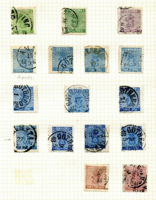 Sweden.  1858/1872 Stamps.  " Old Time " Selection Of 36 Scarce Shades/papers/types: