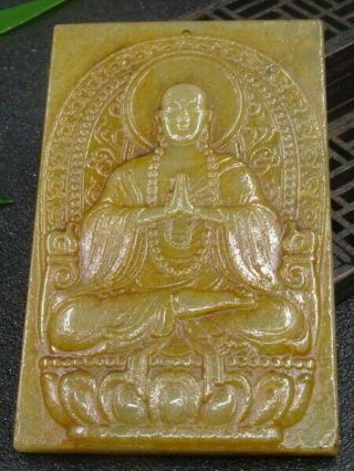 Antique Chinese Nephrite Celadon - Hetian - Jade Buddha Statue/pendant Qing