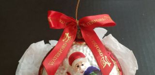 Waterford Hand Blown Glass Christmas Ornament Santa Globe FTD Two - Sided 2