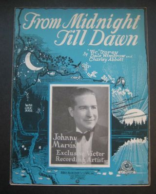 From Midnight Till Dawn By Johnny Marvin Sheet Music Vic Torrey Dale Wimbrow
