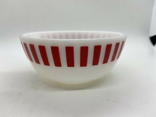 Vtg Hazel Atlas Red And White Candy Stripe Cereal Bowl