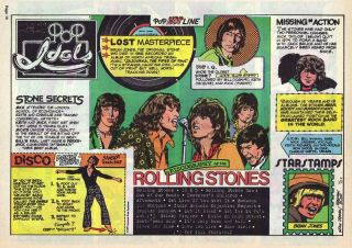 Pop Idols By Stan Drake - Rolling Stones - Full Page Sunday Comic April 29,  1979
