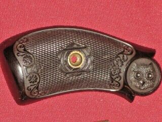 ANTIQUE IVER JOHNSON & CYCLE SAFETY AUTOMATIC 32 CAL 1ST MODEL OWL GRIPS 2