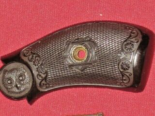 ANTIQUE IVER JOHNSON & CYCLE SAFETY AUTOMATIC 32 CAL 1ST MODEL OWL GRIPS 3