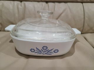 Vintage Corning Ware 1 Qt Blue Cornflower Baking Dish W/lid P - 1 - B