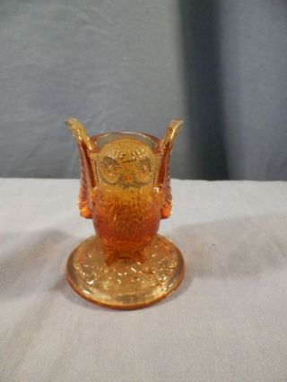 Westmoreland Golden Sunset Glass Owl Toothpick Holder