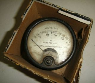 Antique Weston Electric Volts D.  C.  Gauge Model 301 In Partial Box