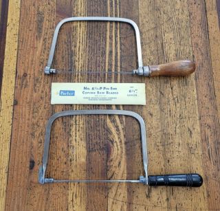 Antique Tools Fine Woodworking Great Neck Coping Saw W/ Parker Nos Blades ☆usa