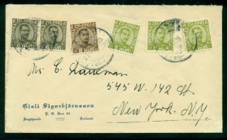 Iceland 1926,  Multi Franked Chr.  X Issue Tied On Cover To U.  S. ,  Vf