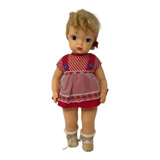 Vintage Terri Lee Doll Blond 16 " Doll Red And White Dress