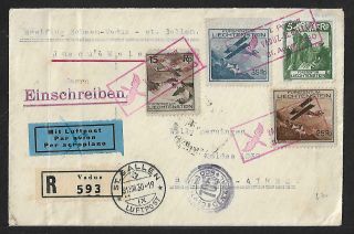 Liechtenstein To Argentina Air Mail Multifranked Cover 1930
