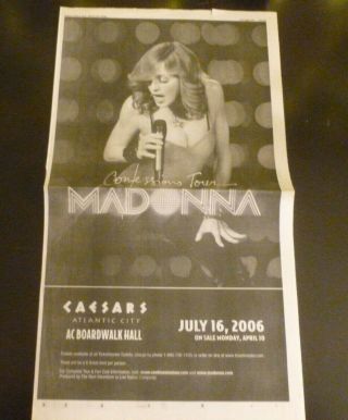 Madonna 2006 Concert Poster Ad Advert Boardwalk Hall Atlantic City Nj