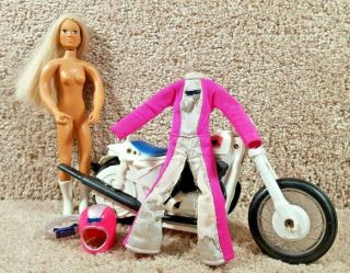 1974 Ideal Derry Daring Evil Knievel Action Figure Doll &trick Cycle Motorcycle