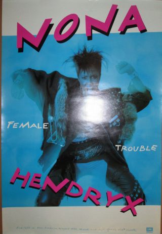 Nona Hendryx Female Trouble,  Emi Promotional Poster,  1987,  24x36,  Ex