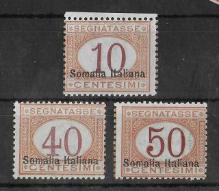 Somalia Italy 1920 Nh Segnatasse Set Of 3 Stamps Sass 24 & 27 - 28 Cv €1500