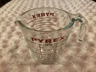 Vintage Pyrex 2 Cups/1 Pt/16oz J Handle Red Letters 516 Measure Corning Ny Usa