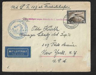 Zeppelin Germany To Usa 1.  Flight Air Mail Cover 1929