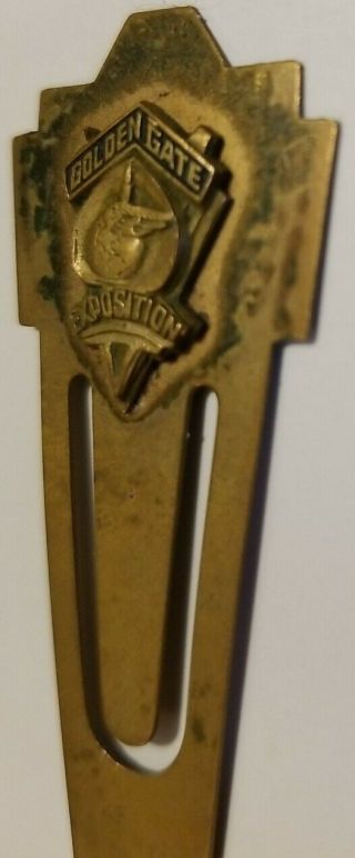 Antique 1939 Golden Gate Expo Brass Bookmark Letter Opener