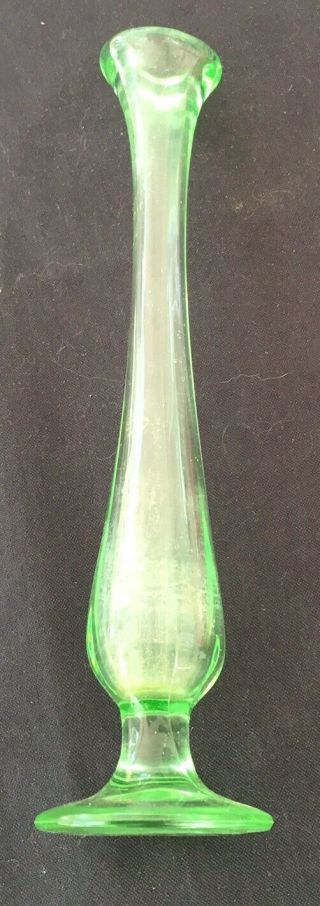 Depression Glass Small Green 8 - 1/2 " Bud Vase Footed