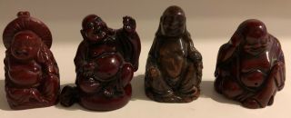 4 Buddha Happy 2 " Statues Laughing Figurine Resin Luck Feng Shui