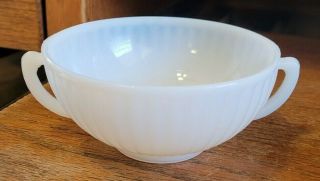 Vintage Macbeth Evans Petalware White Opalescent Monax Cream Soup Cup - 2 Handles