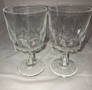 Vintage Crystal Arcoroc Wine/water Goblets Carved Stems 5.  75”h Set Of 2 France